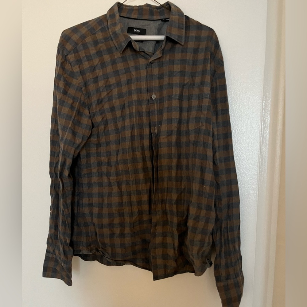 Hugo Boss Slim Fit Egyptian cotton plaid shirt size L